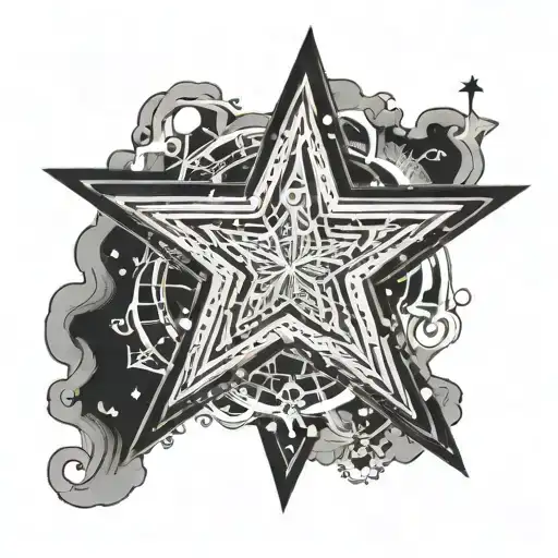 Hand Poke Cyber Sigilism Star Sparkling Smoke