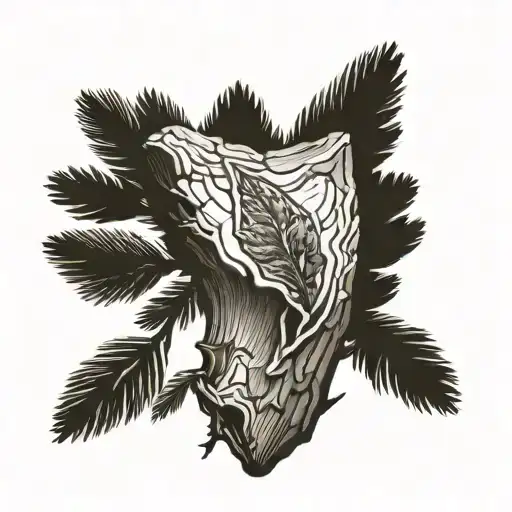 Arrowhead Embedded In A Pine Tree Trunk