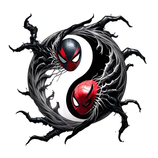 Ying Yang Spiderman And Venom