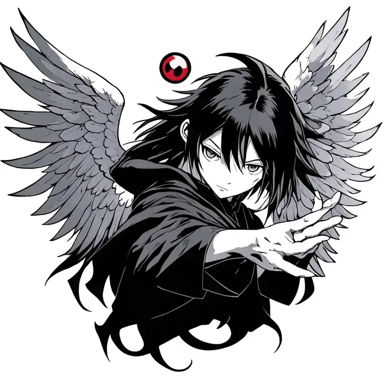 Angel Falling With Itachi Mangekyou Sharingan