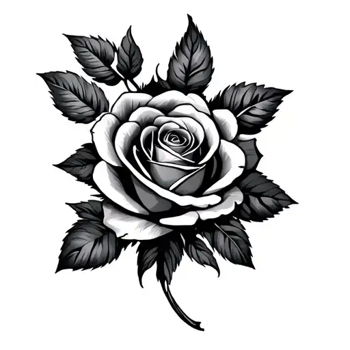Tattoo With Roses With Symetric Line