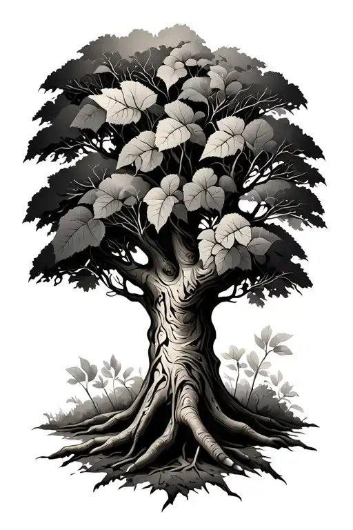 Generate A Tattoo On A Forearm Of A Tree With Leaves Big Enough To Have Names Written In Them