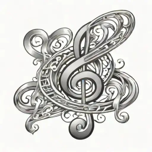 Music Note And Caduceus Intertwined