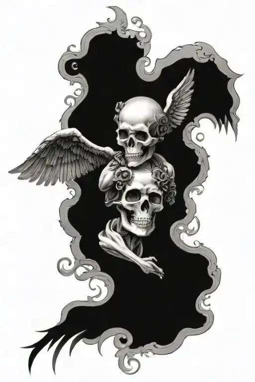 Skull And Cherub Angel