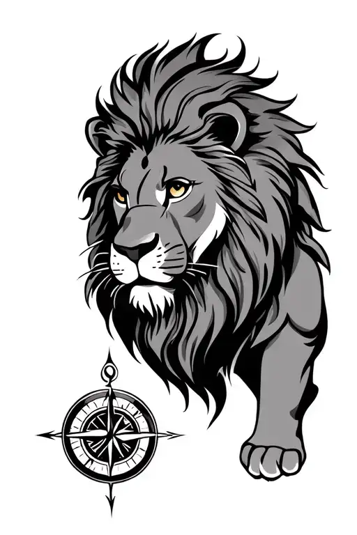 Lion With Compass Below
