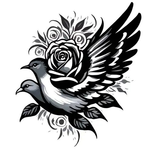 Tribal Dove With Rose
