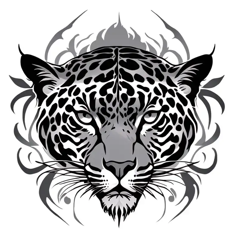 Tattoo Fine Lines Ornaments Sunrise Black Jaguar