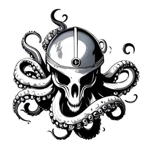 Mark 5 Helmet And Octopus Wrapping Its Tentacles