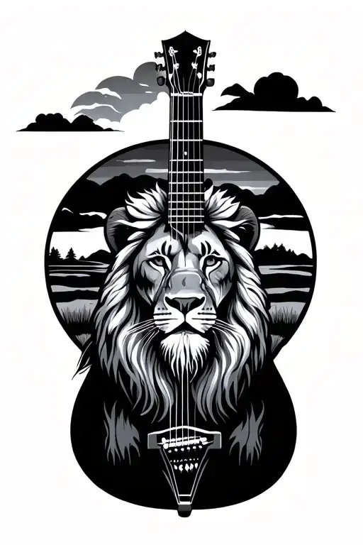 Parent Guitar Nature Lion Sunset