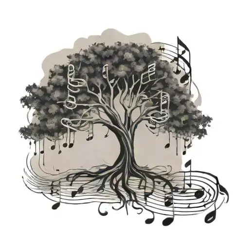 Tree Made Of Music Notes Wind