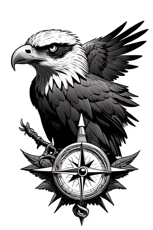Eagle With Compass Design