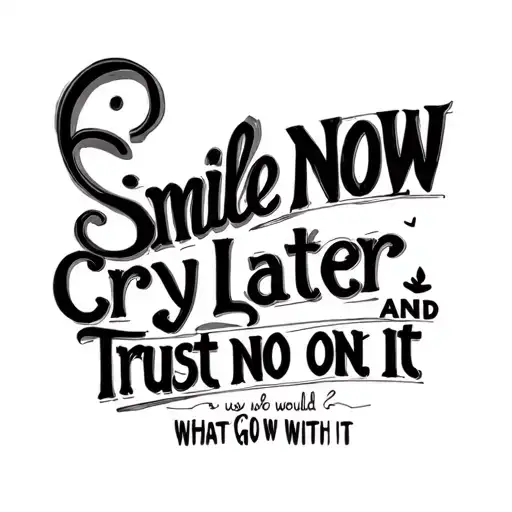 Smile Now Cry Later And Trust No One Lettering What Would Go W With It