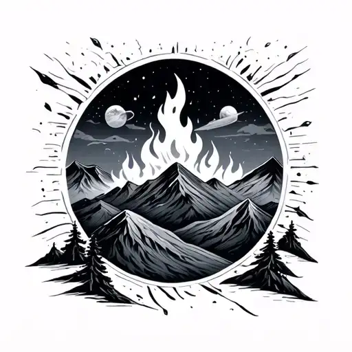 Fire In The Hills With Space