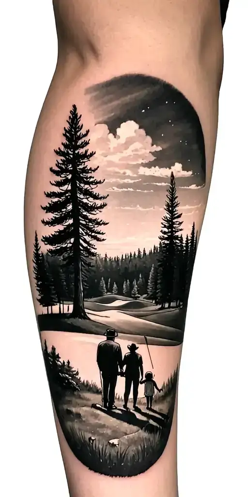 Pine Forest And Family On Golf Course And Ansel Adams And Time