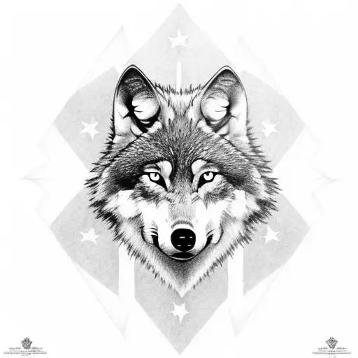 Wolf With American Flag Sleeve