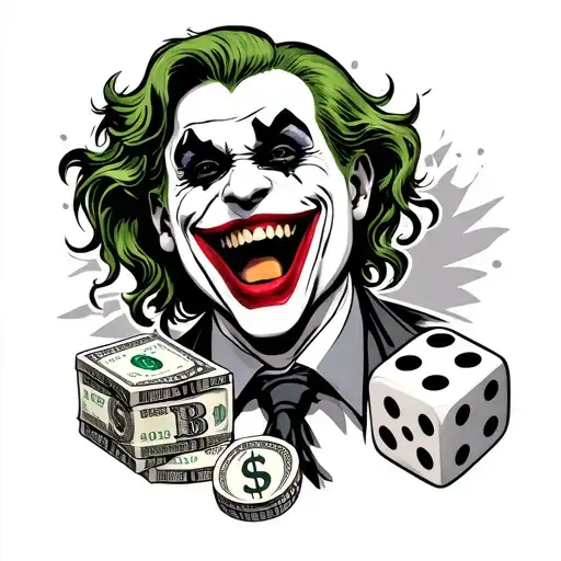 Joker Laughing And Dice And Dollar