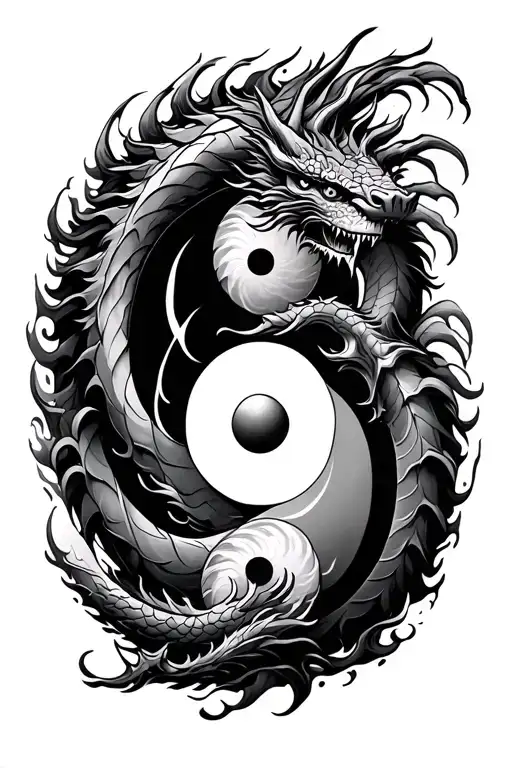 Yin Yang Symbol With Dragons