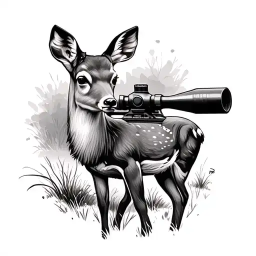 A Baby Deer With A Scope Pointing At It