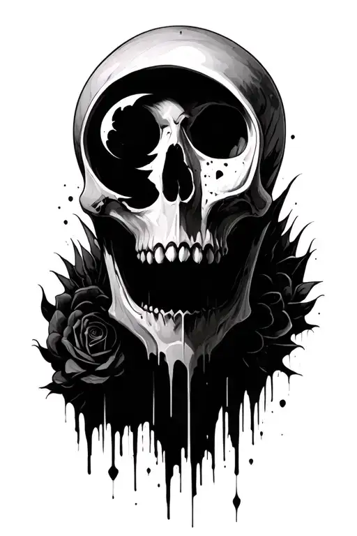 Top Half Of A Skull With A Bleeding Upside Down Crescent Moon