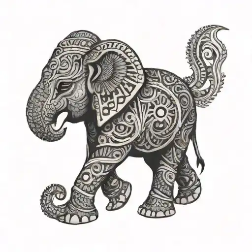 An Intricate Elephant Design Inspired By Traditional Yoruba Art And Symbolism
