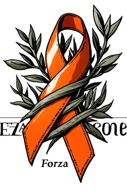 Cancer Orange Cancer Ribbon Wrapped In Olive Tree Banches Add The Word Forza