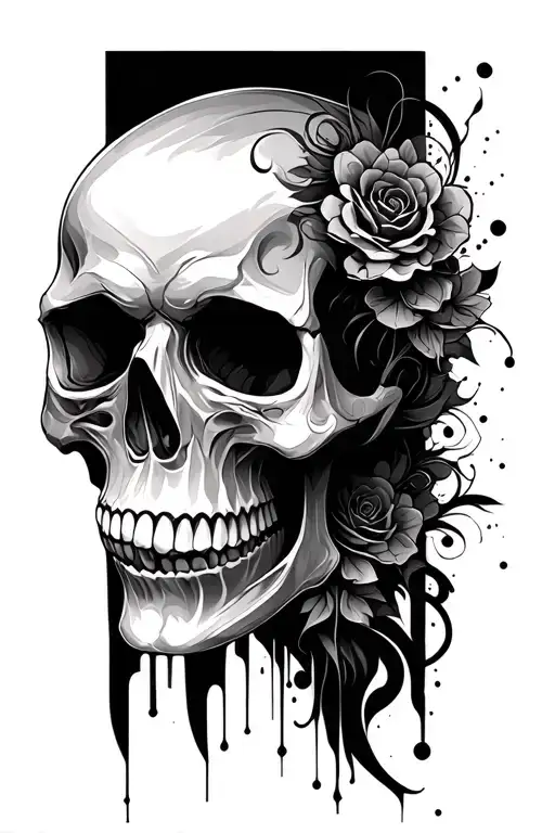 Skull Head Abstract Blackwork