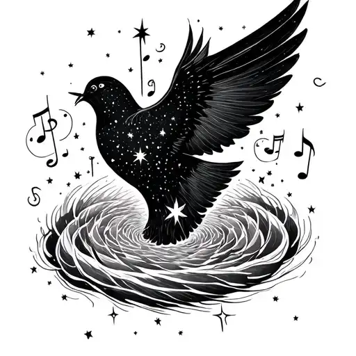 Starry Night Spirals With Music And Peace Dove