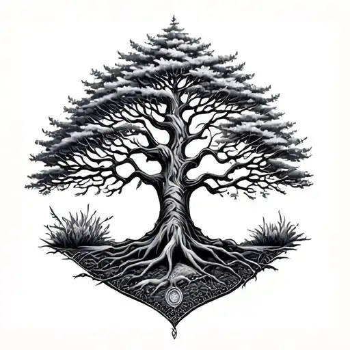 A Detailed Tree Of Life Design Incorporating Elements Of Nature And Wildlife