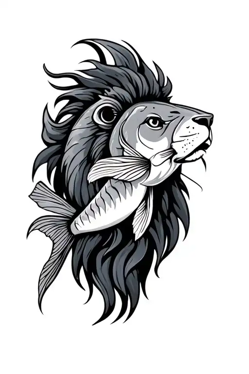 Fish With Sagittarius And Lion With Shade