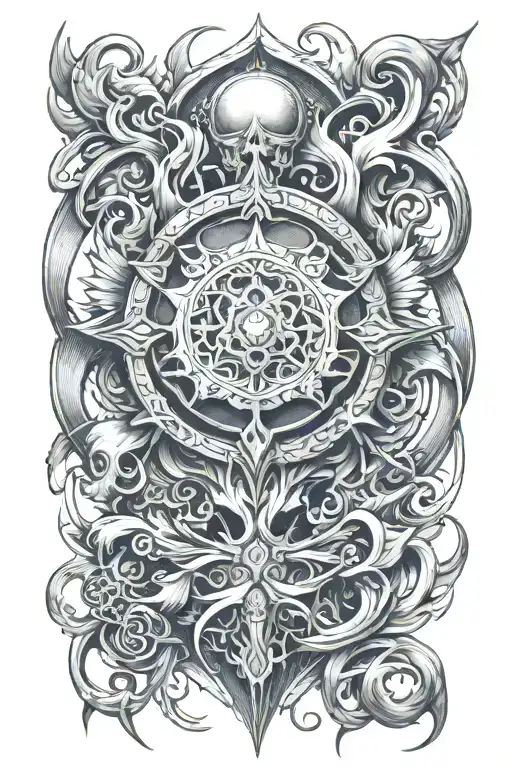 Elden Ring Sleeve Tattoo Black And White