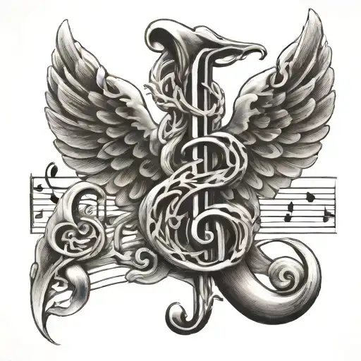 Music Note With Caduceus Intertwined