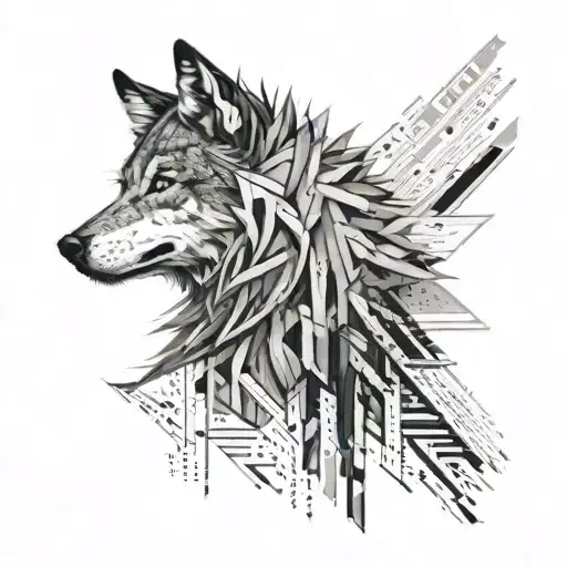 An Abstract Design Of A Wolf Made Up Of Book Spines And Pages