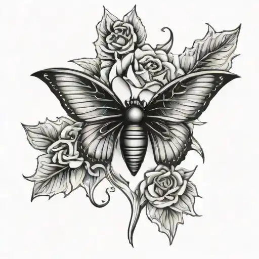 A Black Dahlia And Black Widow Sternum Tattoo Design