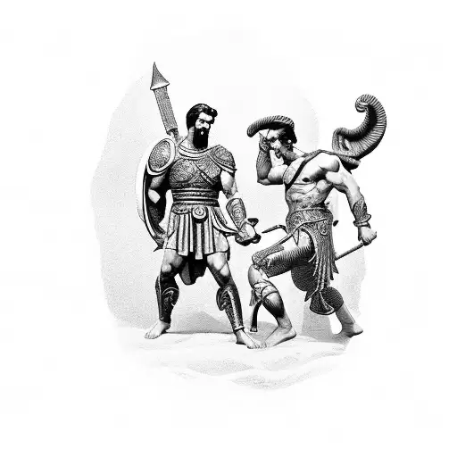 Ares Fighting With Hercules In Acient Greece