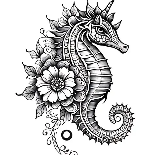 Henna Flowers Sea Horse