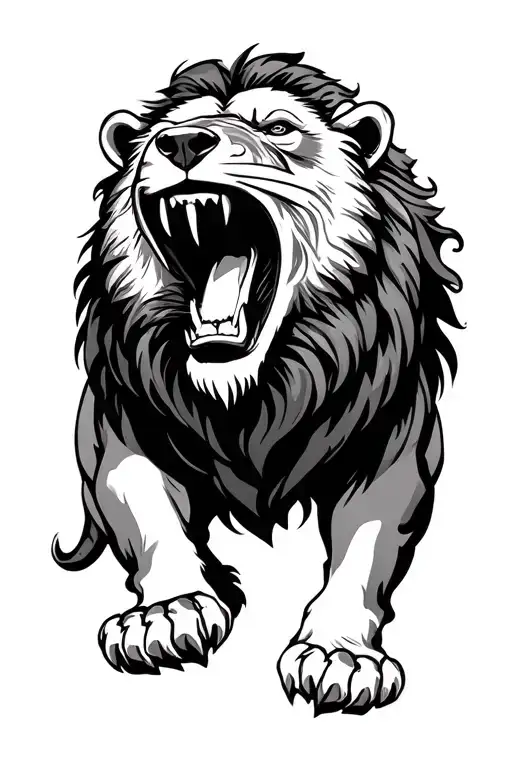 Lion Roaring Bear