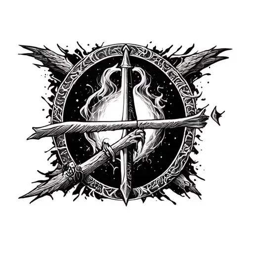 Black And White Tattoo On The Forearm Of The Lord Of The Rings