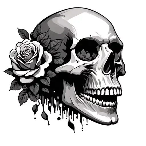 Skull With Roses Popping Out Its Head