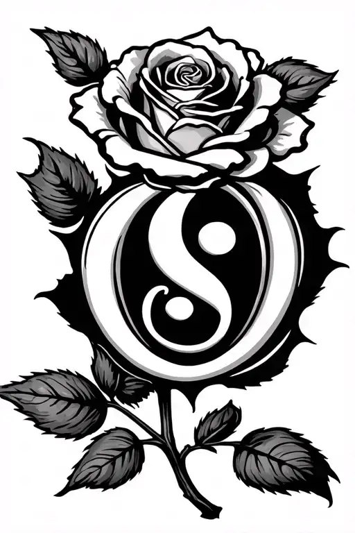 A Rose Tattoo Design Featuring A Semi Colon In The Middle Of The Stem