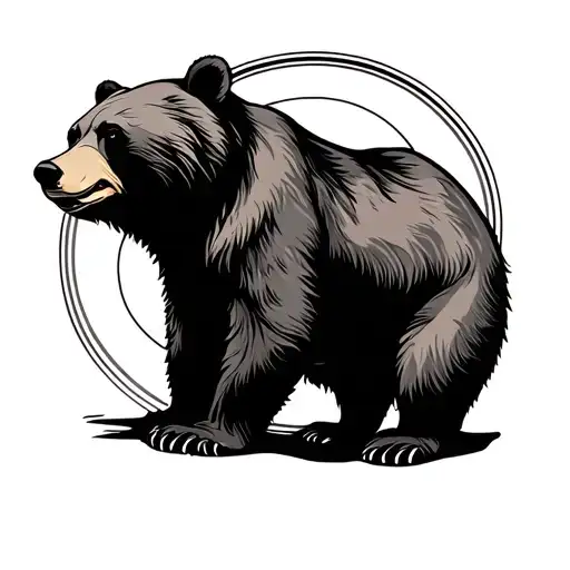 Bear With Straight Lines And Circle
