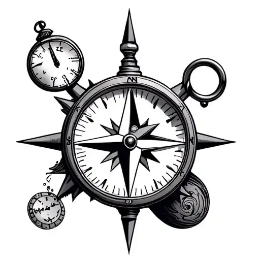 Navigation Compass And Clock