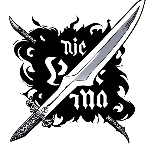 Limit Written Tattoo With Maratha Sword In Between With