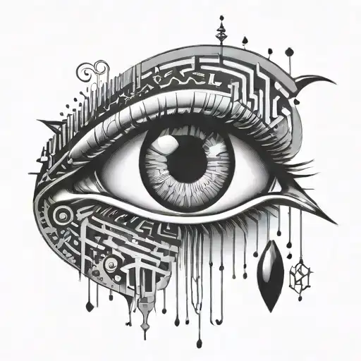 Design A Tattoo Of An Eye Integrated With Binary Code Symbols And Symbols From Egyptian Mythology