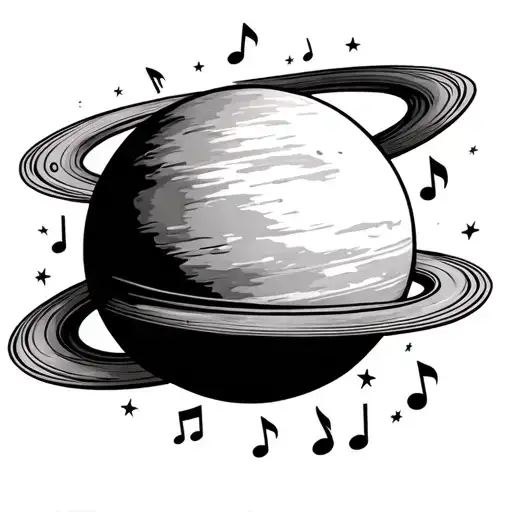 Planet With Music Notes As The Ring Of The Planet
