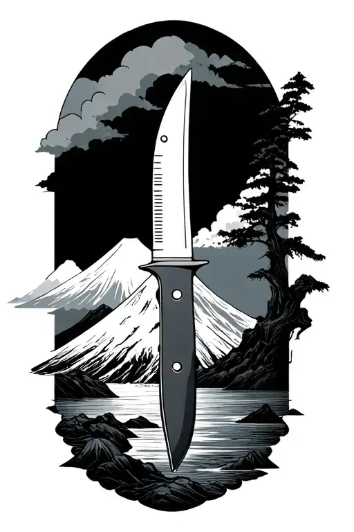 Knife With Mt Fuji Inside
