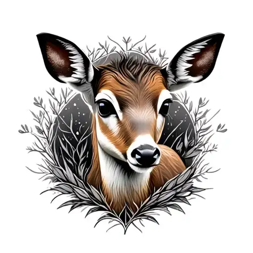 A Scope Of A Gun Looking At A Baby Deer