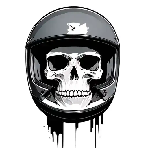 Skull Wearing Time Trial Helmet
