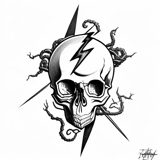 Skull And Lightning Bolt