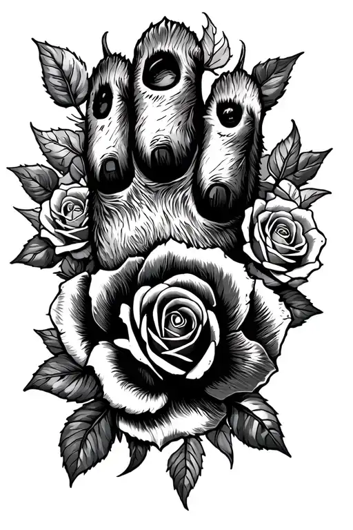 Roses And A Bear Paw