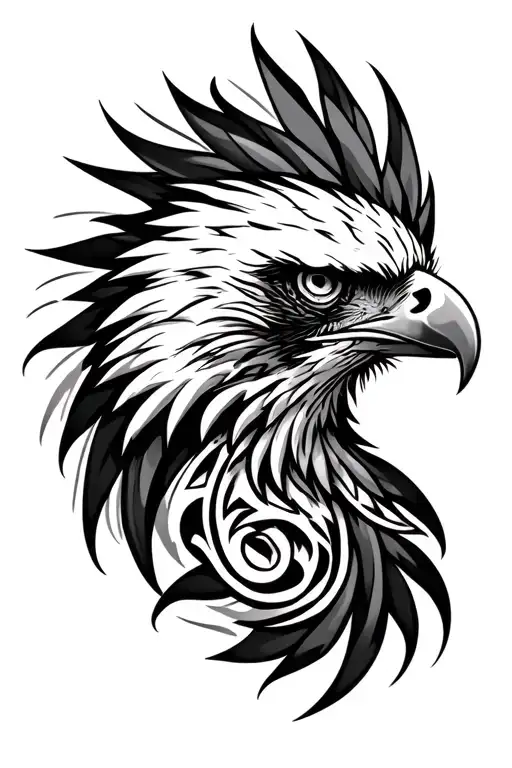 Tribal Tattoo With Eagle Hidden And Can Be Identified After Closer Look